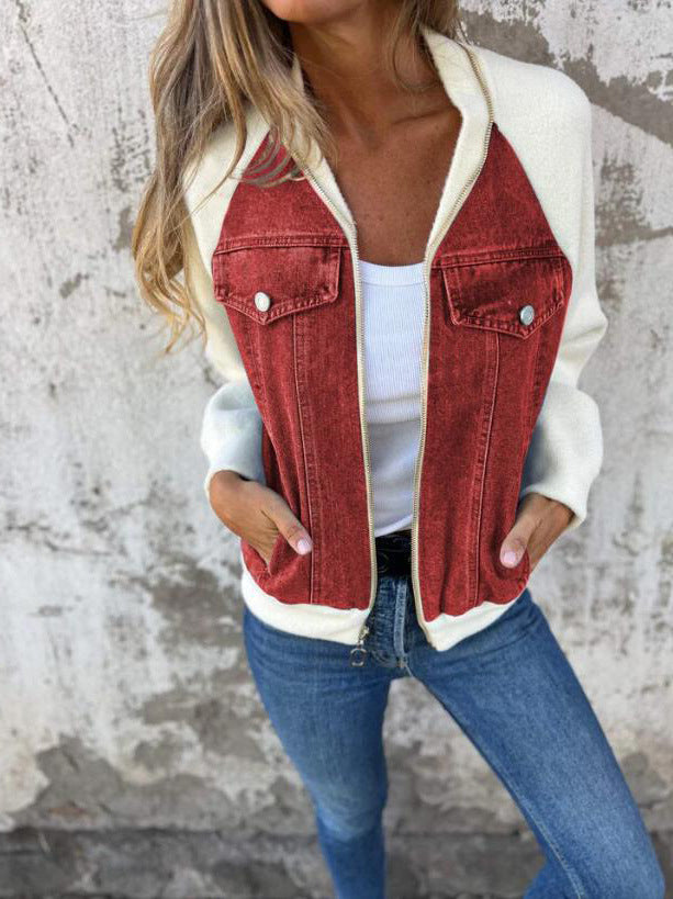Inès™ Veste Décontractée à Zip et Col en V