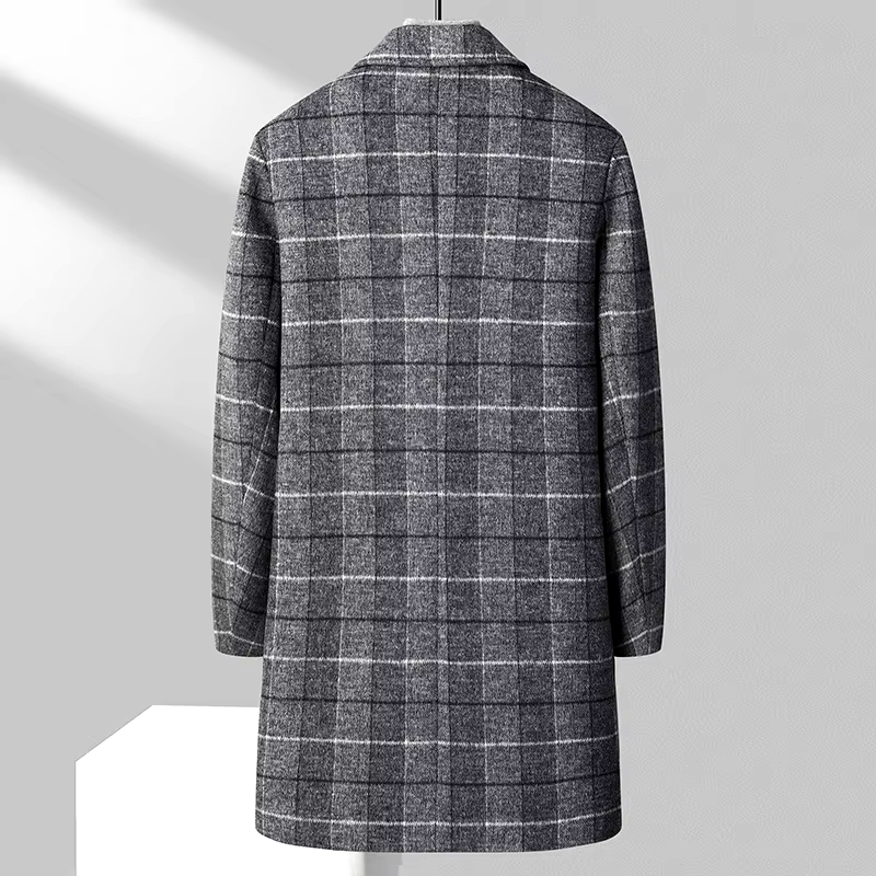 Dominique™ Manteau en Laine à Carreaux Classique