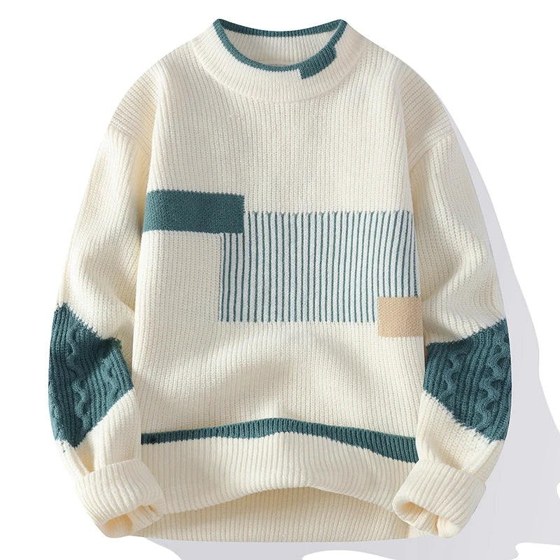 Toma™ Pull à Col Suédine et Design Patchwork pour Homme