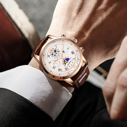 Nolan™ Montre Chronographe en Cuir de Première Qualité
