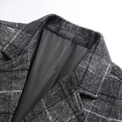 Dominique™ Manteau en Laine à Carreaux Classique