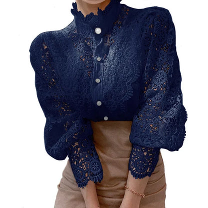 Clara™ Chemise Manches Longues avec Détails en Dentelle