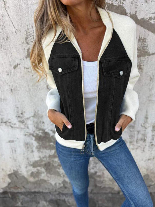 Inès™ Veste Décontractée à Zip et Col en V