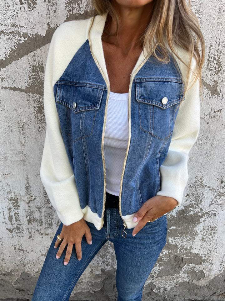 Inès™ Veste Décontractée à Zip et Col en V