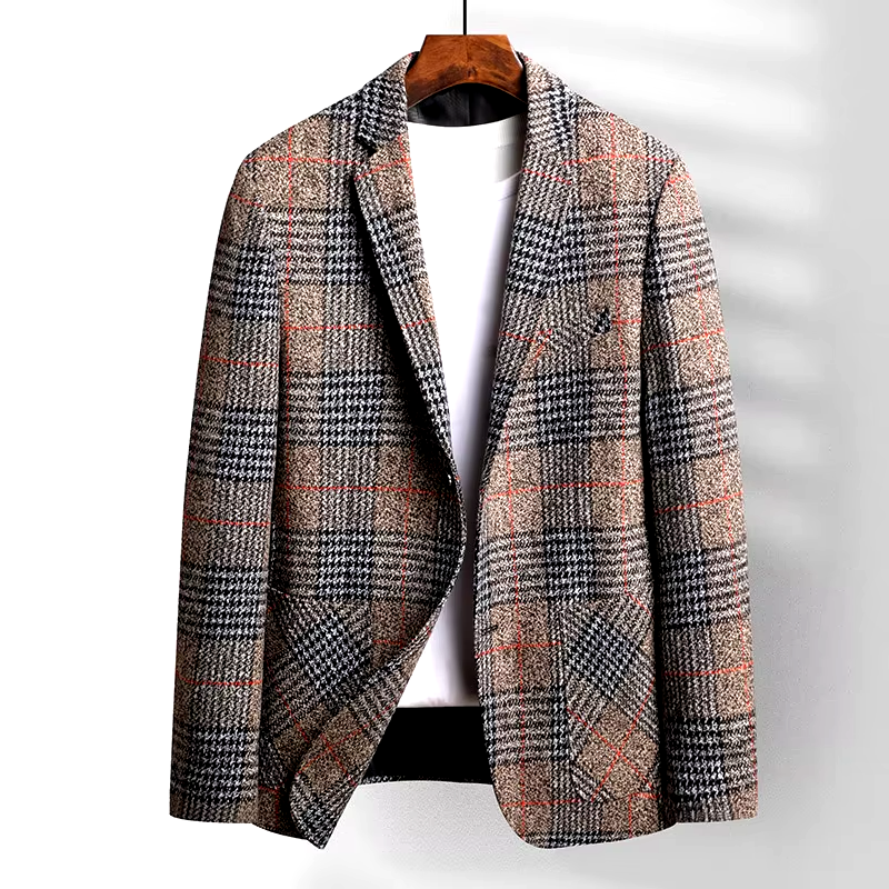 Patrice™ Manteau Élégant en Laine à Motif Glen Plaid