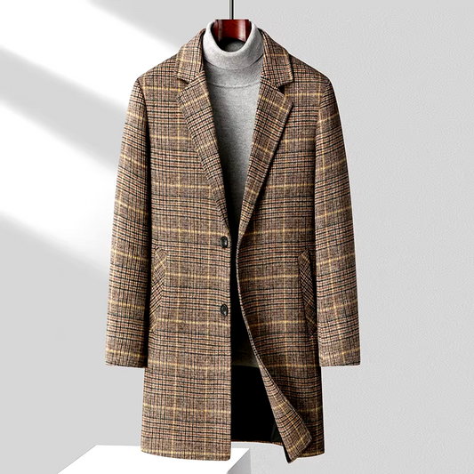 Dominique™ Manteau en Laine à Carreaux Classique