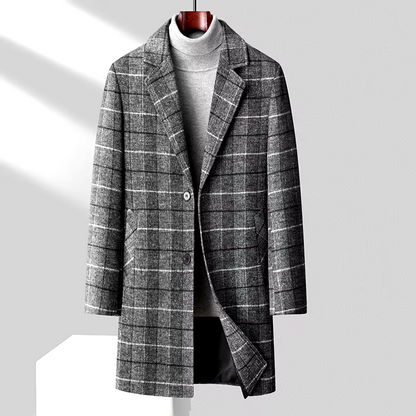 Dominique™ Manteau en Laine à Carreaux Classique