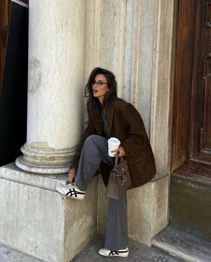 Hanna™ Veste Suédine Élégance