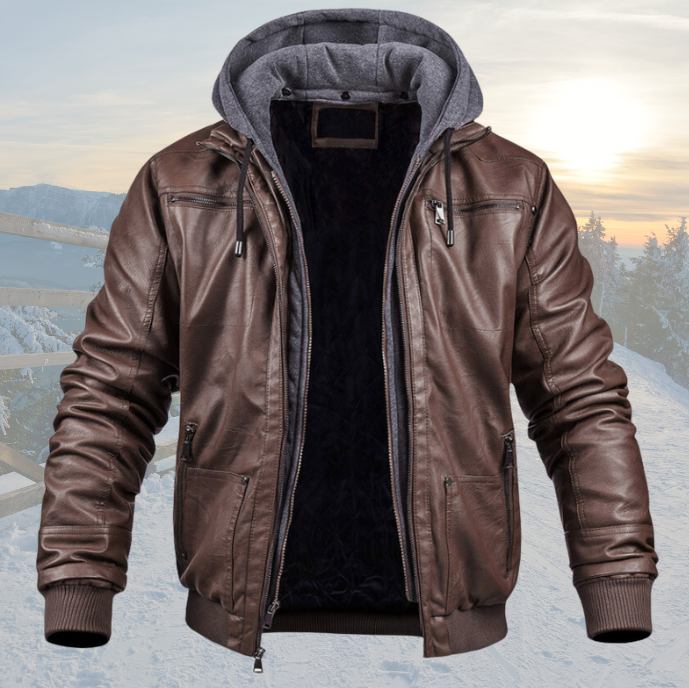 Bernard™ Veste d'hiver Élégante en Cuir Véritable