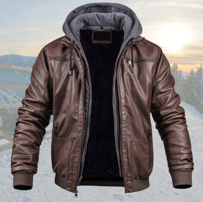 Bernard™ Veste d'hiver Élégante en Cuir Véritable