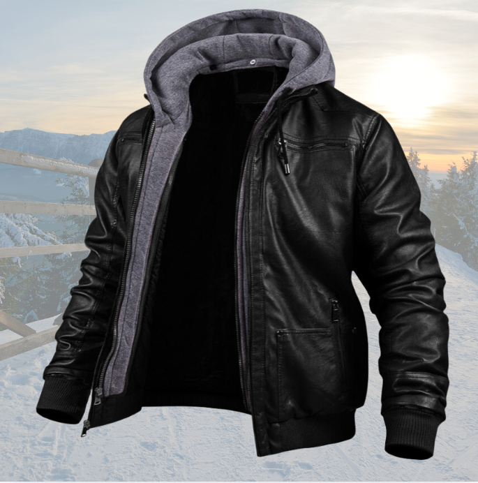 Bernard™ Veste d'hiver Élégante en Cuir Véritable