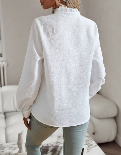 Agnetha™ Blouse Élégante à Col Poignet et Manches Longues