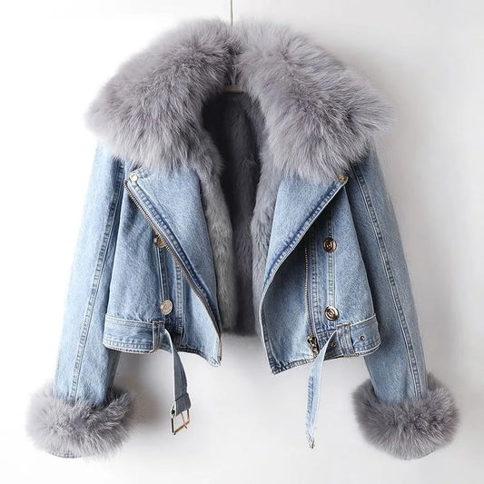 Selma™ Veste en Jean à Fausse Fourrure