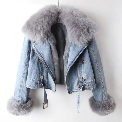 Selma™ Veste en Jean à Fausse Fourrure