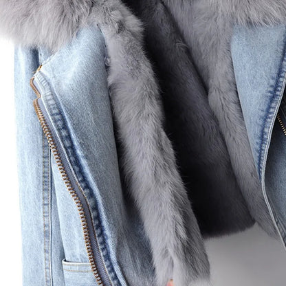 Selma™ Veste en Jean à Fausse Fourrure