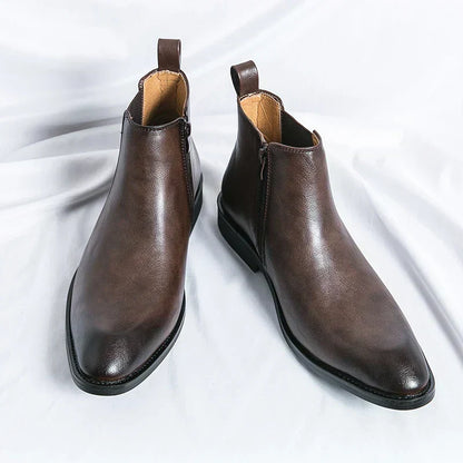 Stéphane™ Bottines Chelsea en Cuir avec Fermeture Éclair