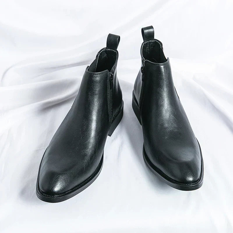 Stéphane™ Bottines Chelsea en Cuir avec Fermeture Éclair
