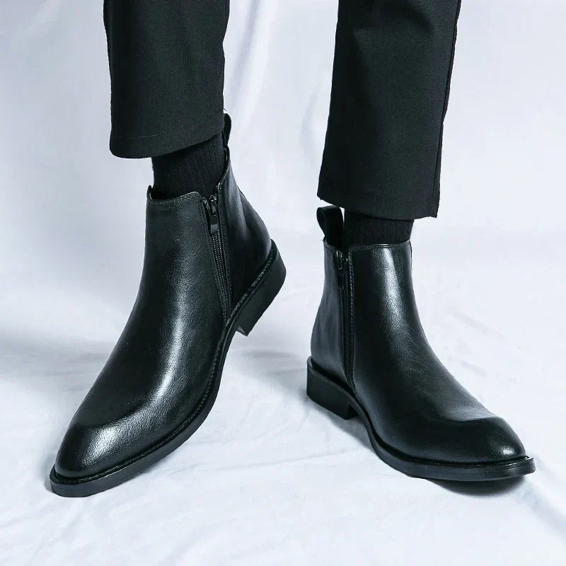 Stéphane™ Bottines Chelsea en Cuir avec Fermeture Éclair