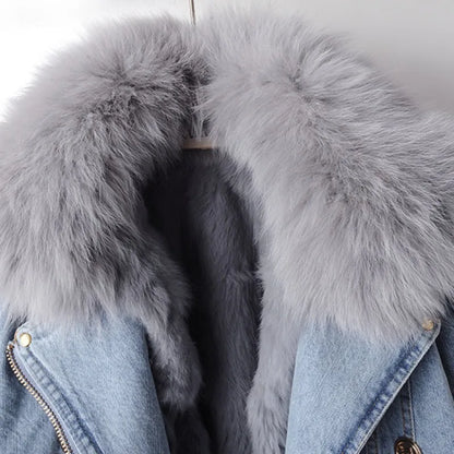 Selma™ Veste en Jean à Fausse Fourrure