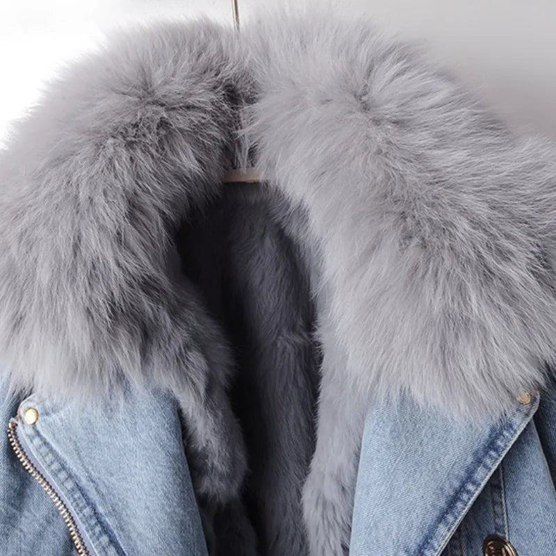 Selma™ Veste en Jean à Fausse Fourrure