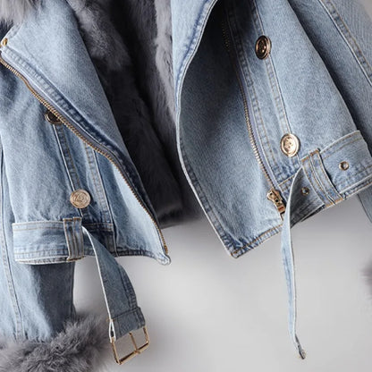 Selma™ Veste en Jean à Fausse Fourrure