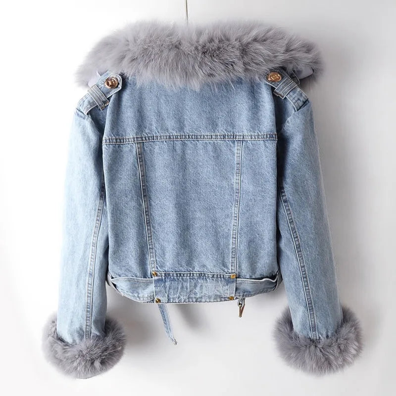 Selma™ Veste en Jean à Fausse Fourrure