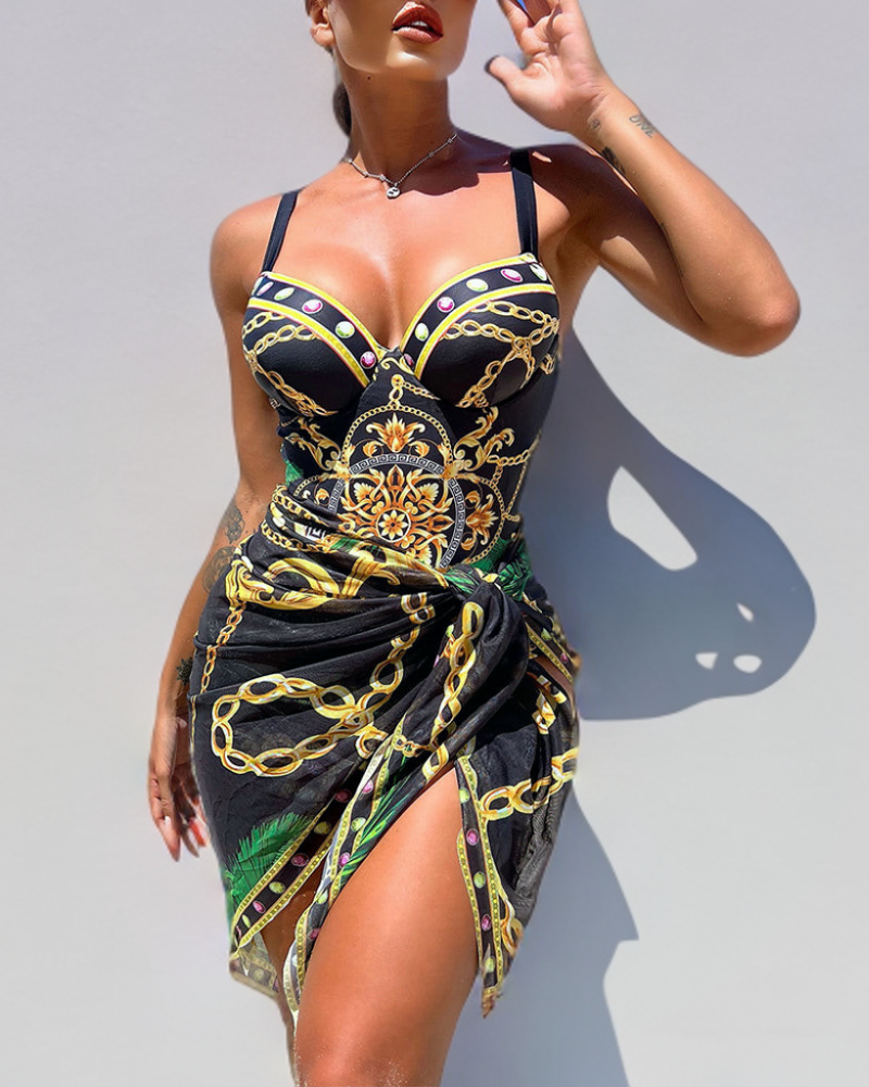 Estelle™ Push-up Maillot Une-pièce avec Jupe de Plage
