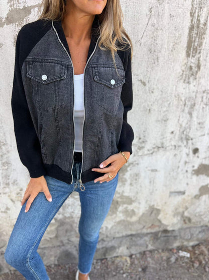 Inès™ Veste Décontractée à Zip et Col en V