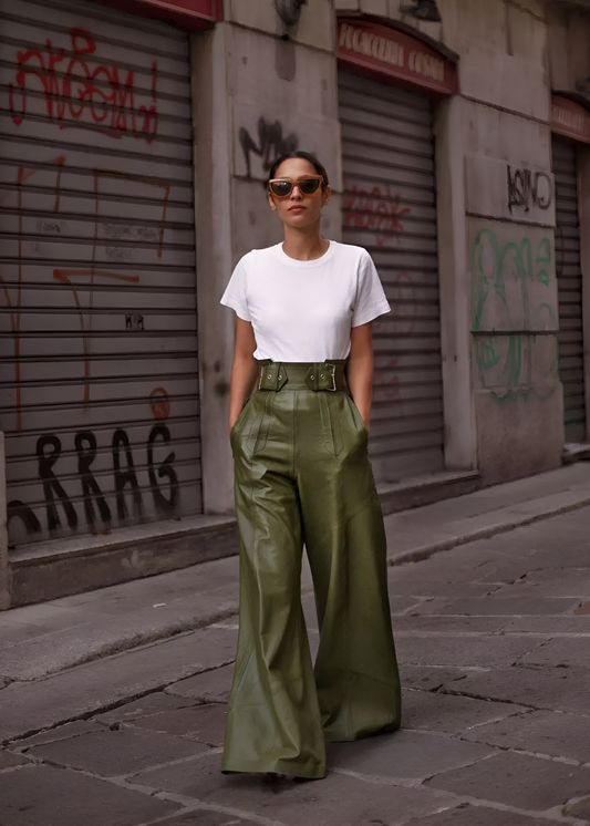 Signe™ Pantalon Modigirl Taille Haute et Jambe Large
