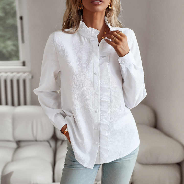 Agnetha™ Blouse Élégante à Col Poignet et Manches Longues